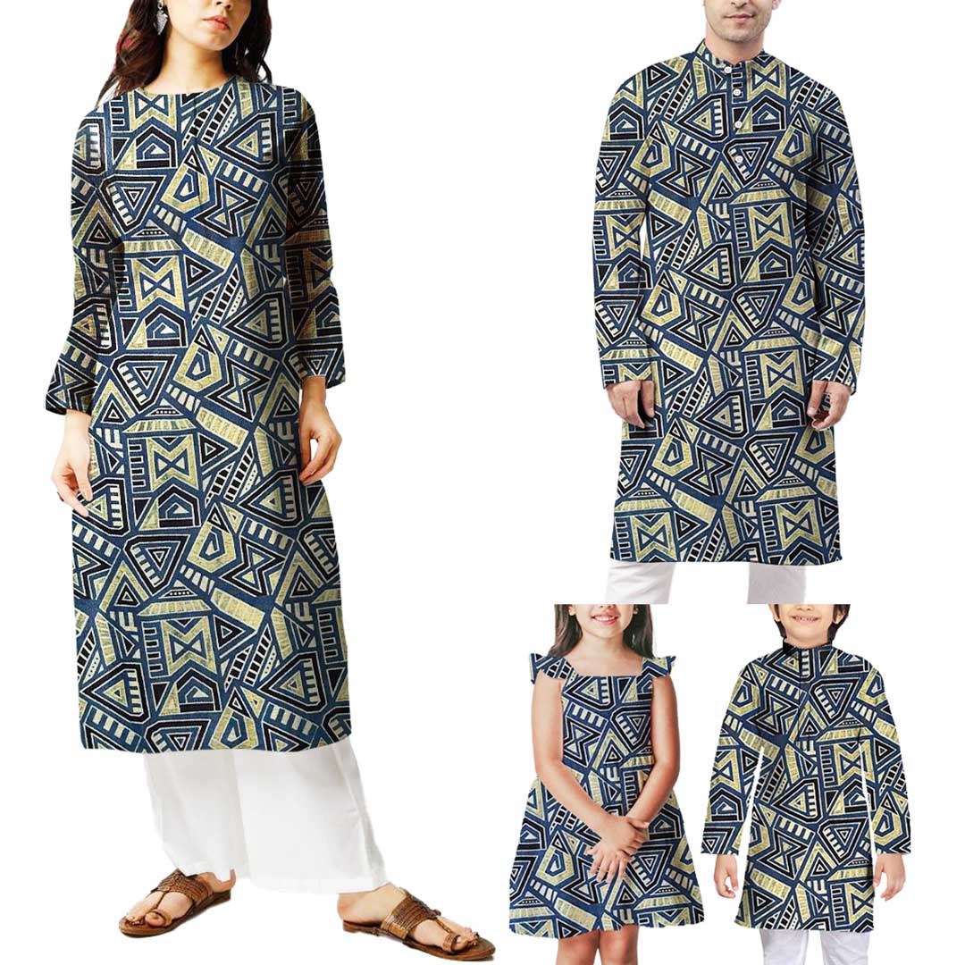 Navy blue Ajrakh Mashru silk fabric featuring geometric Patola patterns, combining tradition and elegance for sophisticated attire.