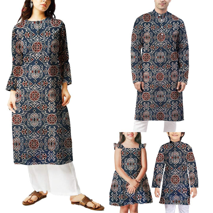 Blue Patola Printed Ajrakh Mashru Silk Fabric