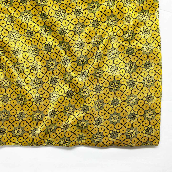 Golden Floral Patola Printed Ajrakh Mashru Silk Fabric