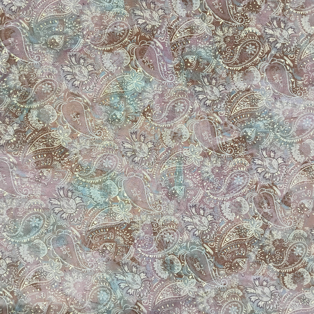 Colorful multi paisley patterns on muslin fabric, blending traditional elegance with modern style for unique garment creations.