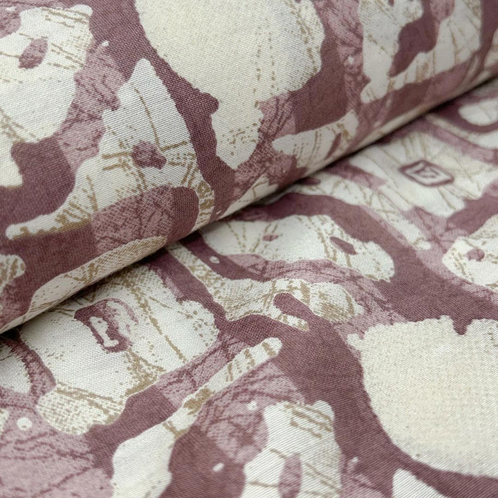 Dusty Pink Geometric Printed Chanderi Foil Print Fabric