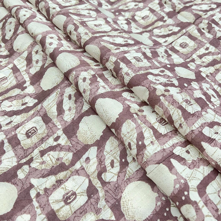 Dusty Pink Geometric Printed Chanderi Foil Print Fabric