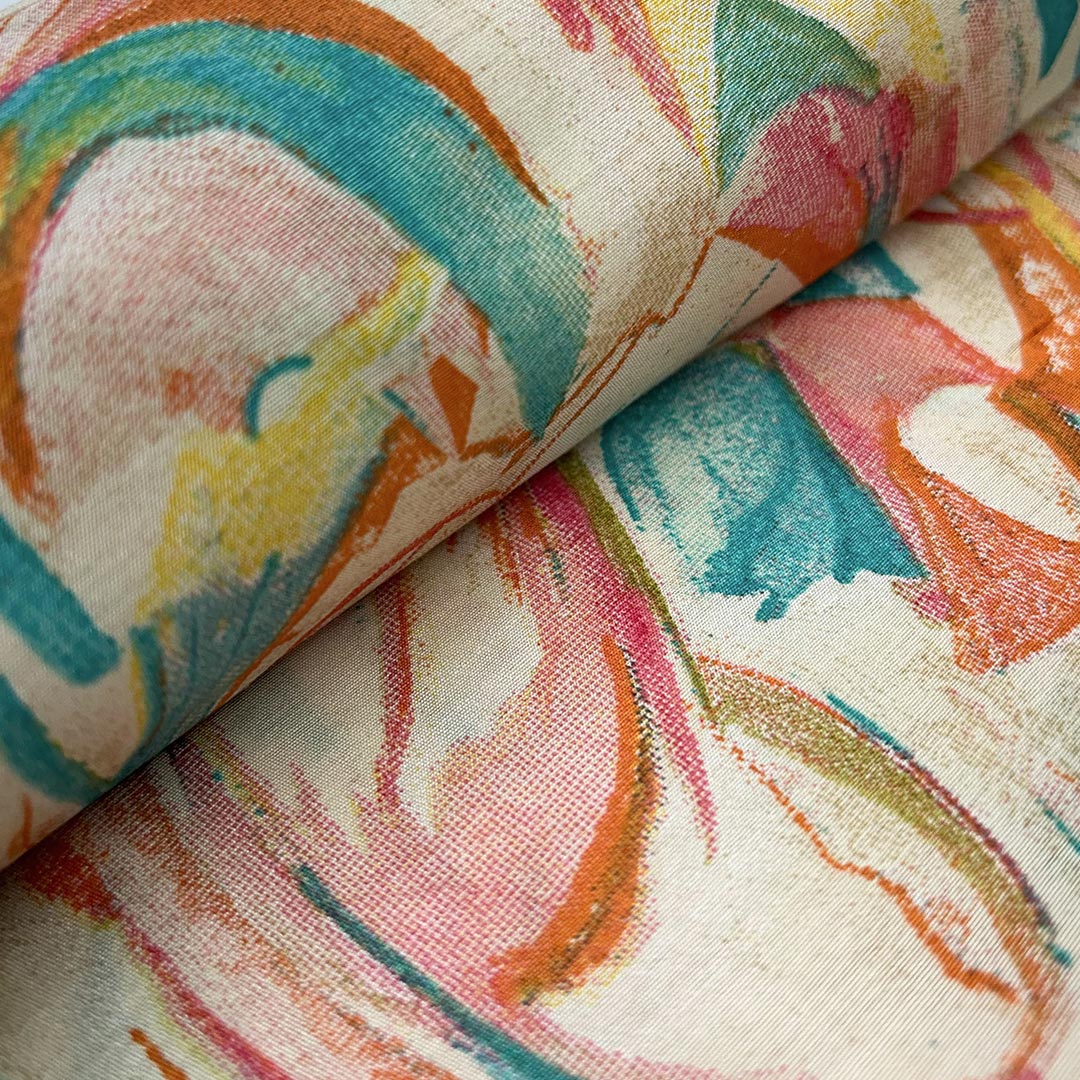 Multi-Color Shades Abstract Printed Chanderi Foil Print Fabric