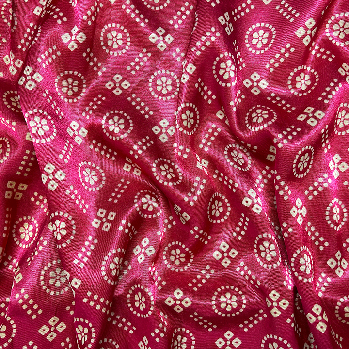 Hot Pink Patola Printed Mashru Silk Fabric