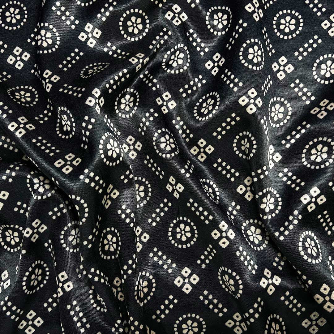 Black Patola Printed Mashru Silk Fabric