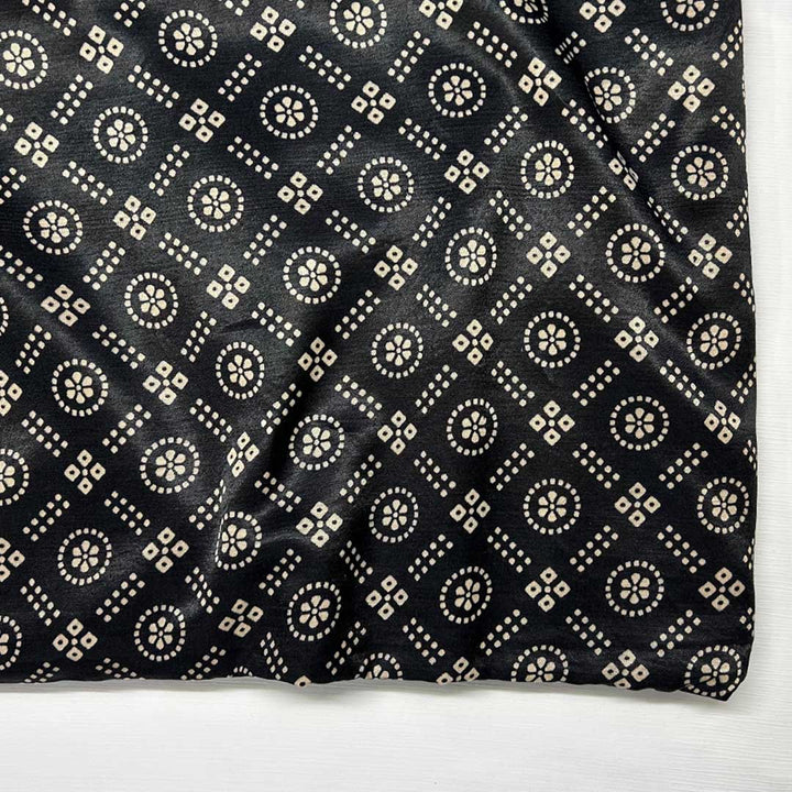 Black Patola Printed Mashru Silk Fabric