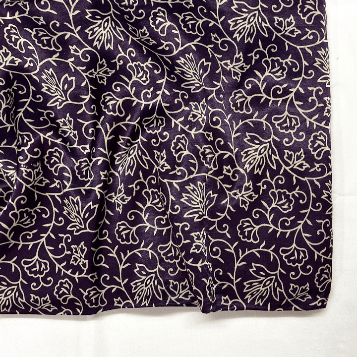 Purple Floral Printed Mashru Silk Fabric