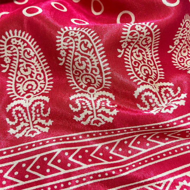 Red Patola Printed Mashru Silk Fabric - Luxurious & Vibrant | StudioLCX