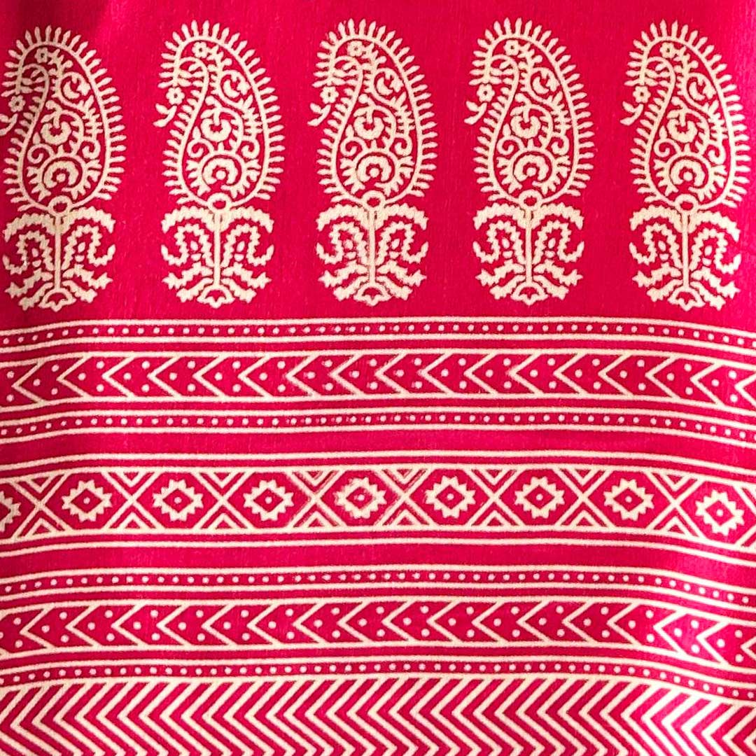 Red Patola Printed Mashru Silk Fabric - Luxurious & Vibrant | StudioLCX