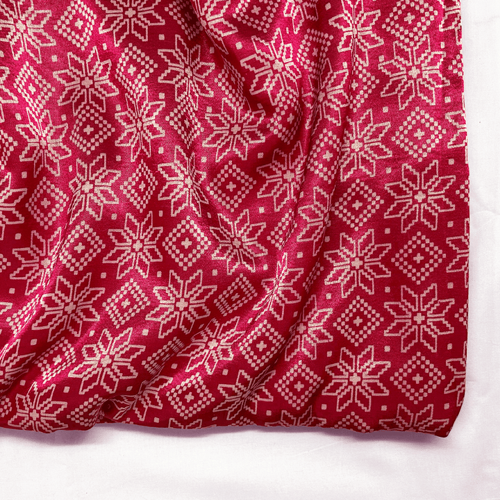 Hot Pink Patola Printed Mashru Silk Fabric