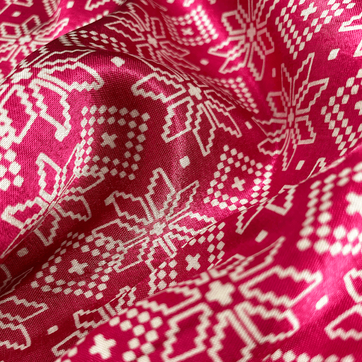 Hot Pink Patola Printed Mashru Silk Fabric