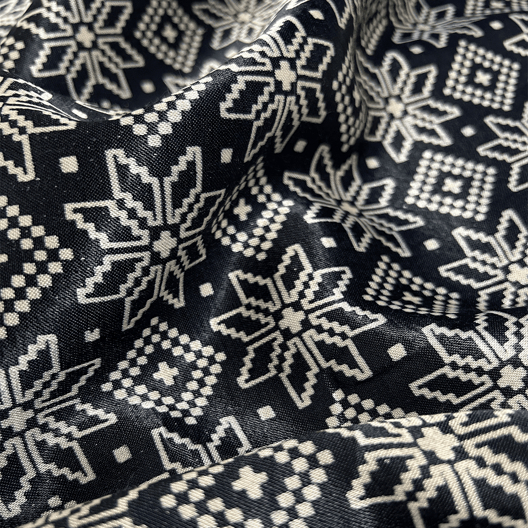 Black Patola Printed Mashru Silk Fabric