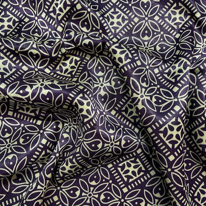 Purple With Cream Patola Printed Mashru Silk Fabric