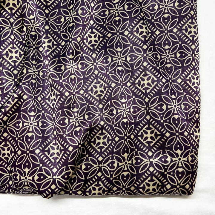 Purple With Cream Patola Printed Mashru Silk Fabric