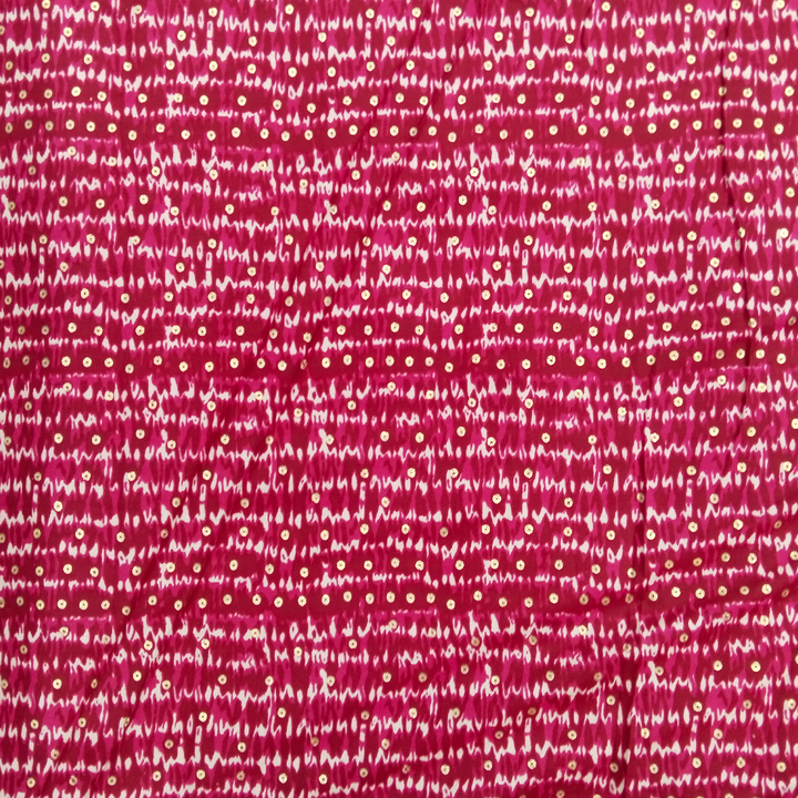 Pink Polka Dot Rayon Foil Printed Fabric