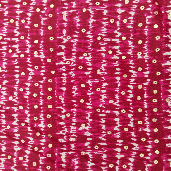 Pink Polka Dot Rayon Foil Printed Fabric