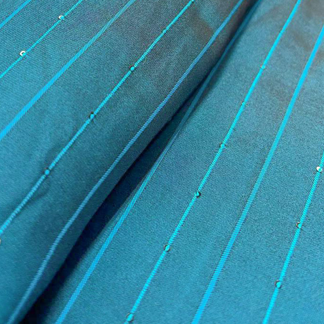 Steel Blue Shades Stripes Rangila Sequence Fabric