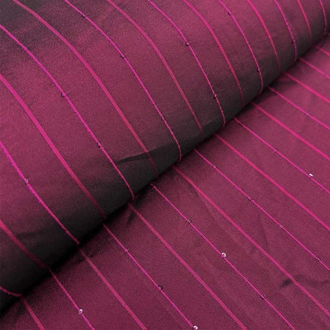 Dark Pink Shades Stripes Rangila Sequence Fabric