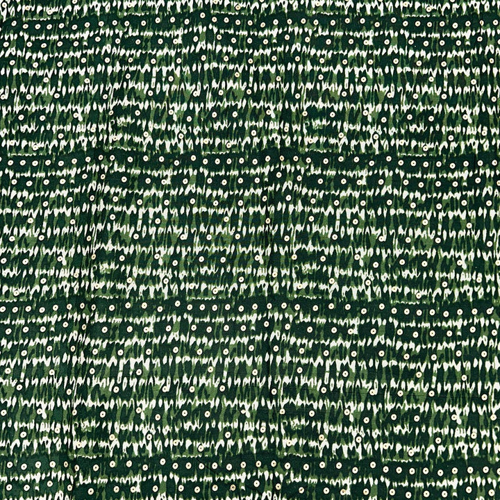 Green Polka Dot Rayon Foil Printed Fabric