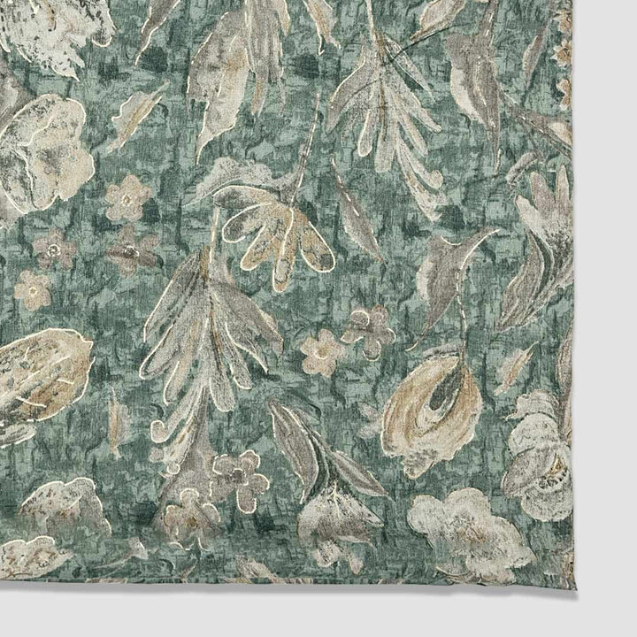 Green Floral Rayon Capsule Print Fabric