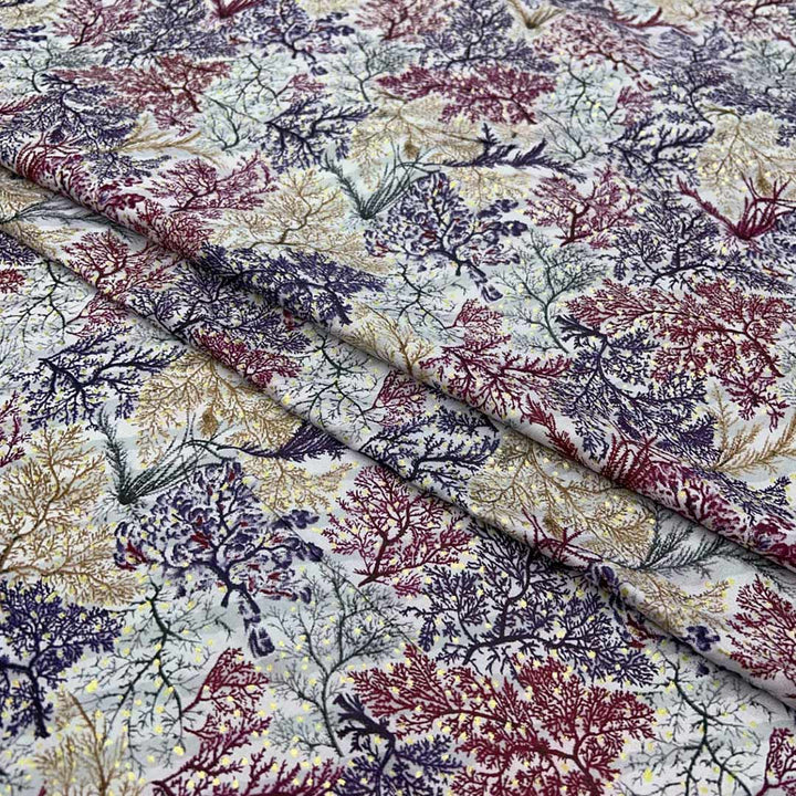 Wine Shade Abstract Printed Rayon Foil Fabric