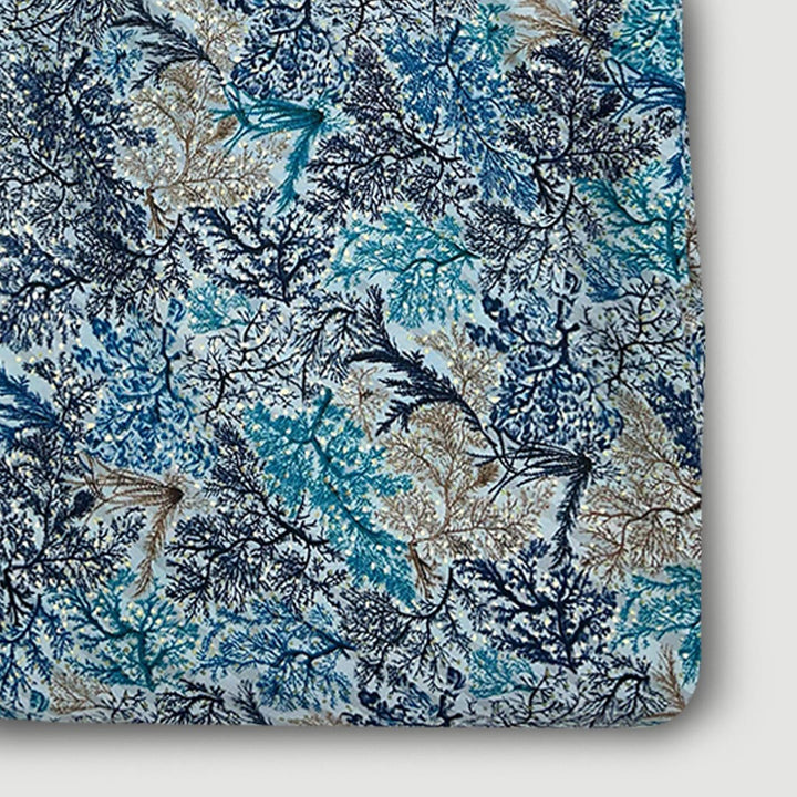 Sea Green With Blue Shade Abstract Printed Rayon Foil Fabric