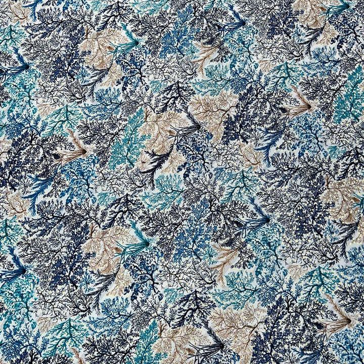 Sea Green With Blue Shade Abstract Printed Rayon Foil Fabric