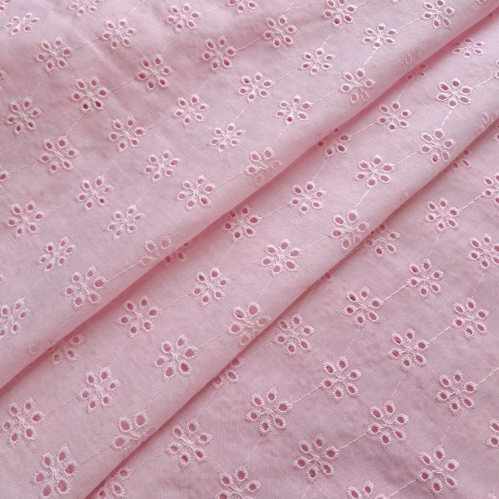 Light Pink Shade Embroidered Cotton Heavy Hakoba Fabric