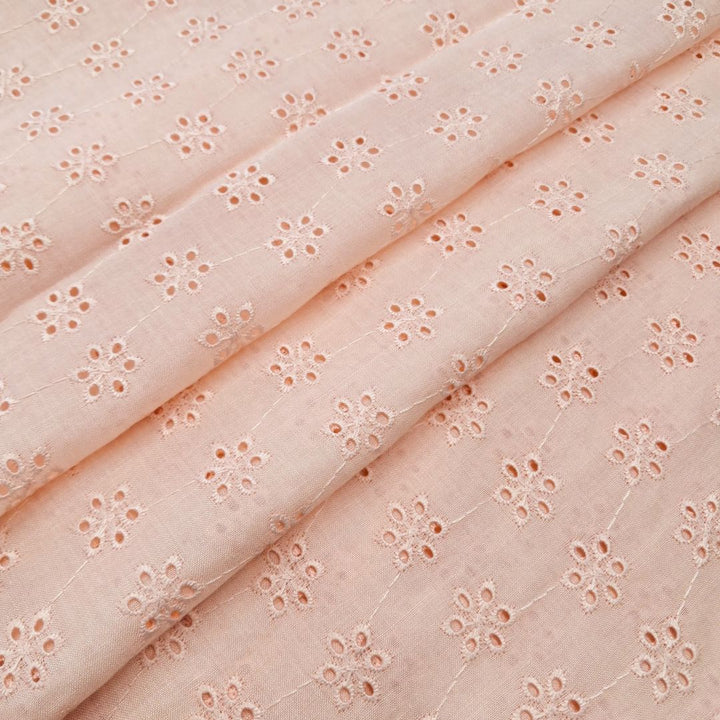 Light Peach Shade Embroidered Cotton Heavy Hakoba Fabric