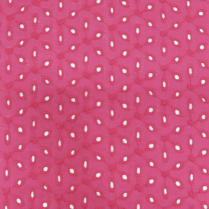 Dark Pink Embroidered Cotton Hakoba Fabric