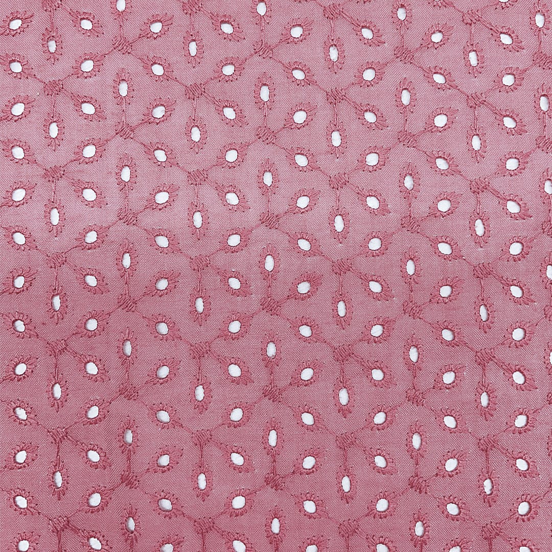 Rose Pink Shade Embroidered Cotton Hakoba Fabric