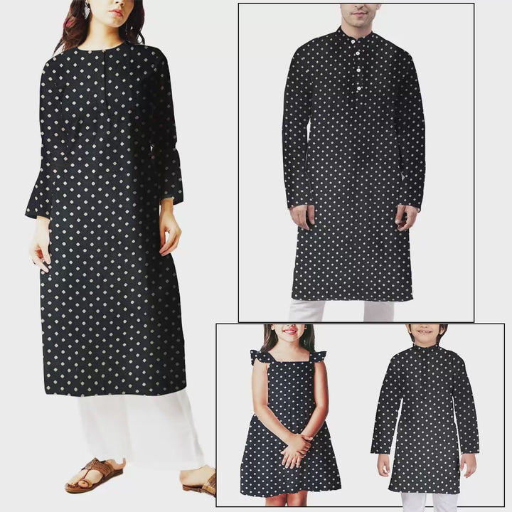 Stylish black polka dot design on Mashru silk fabric