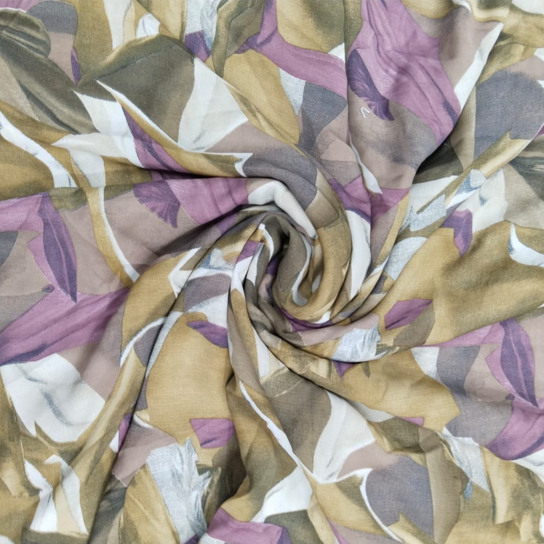  Artistic abstract print in copper tones on luxurious georgette fabric